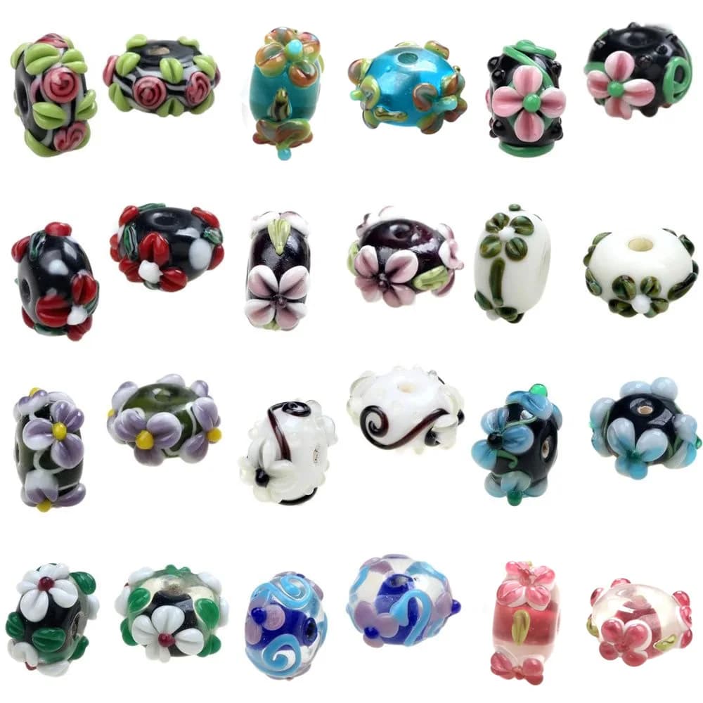 2 pcs/lot Boutique Retro Engraving Petal Flower Beads Murano Glass Beads For Charm Bracelets/Earrings/Necklace Creation of FAI Jewelry FROM YOU
