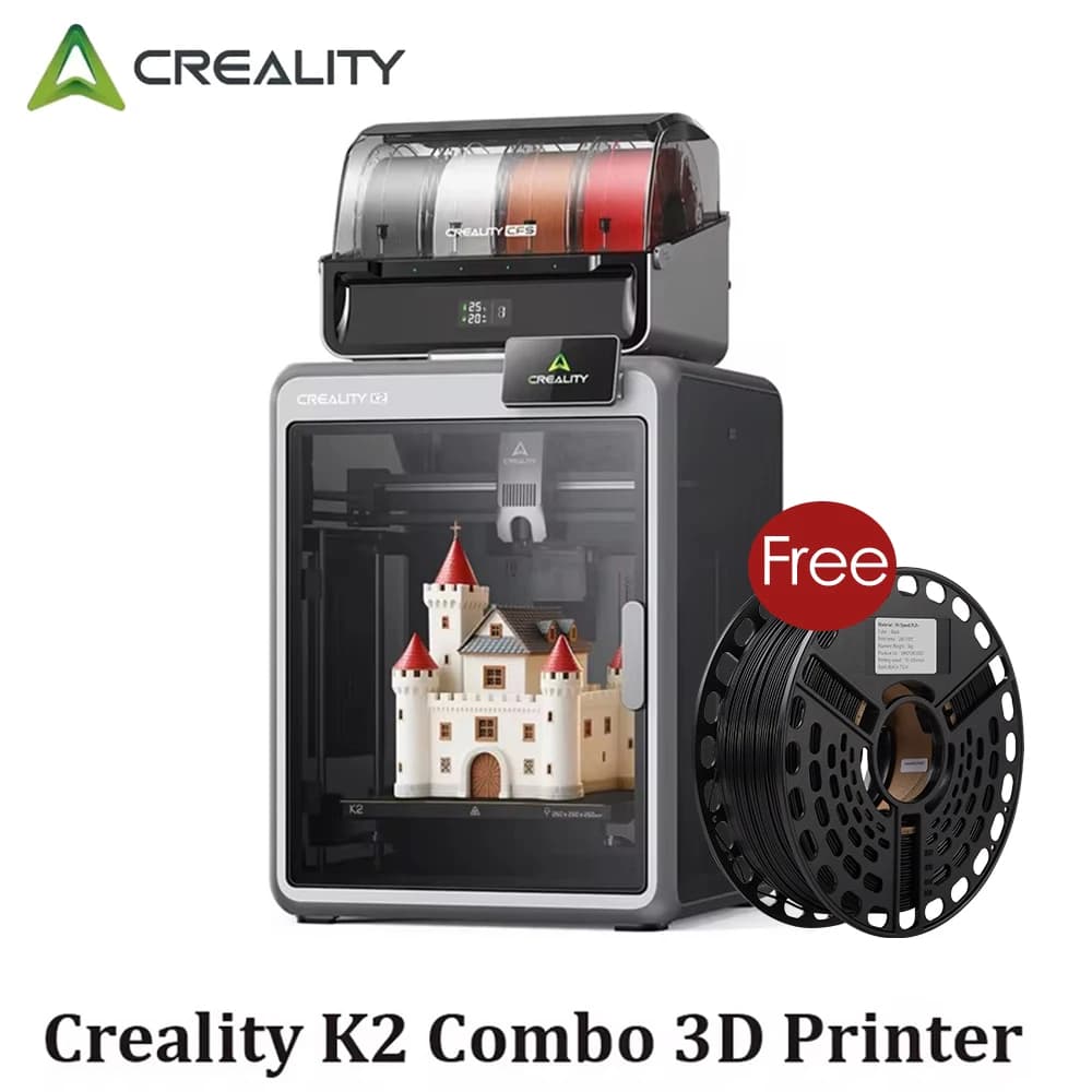 Stampante 3D Creality K2 Combo, Kit di Stampa Multicolore con Filamento PLA Antinsky HS, Supporto CFS (Nero)