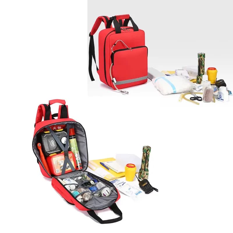 Wear-resistant Oxford Cloth Large-capacity Portable Emergency Backpack, Safety Reflective Strip Waterproof First Aid Backpack