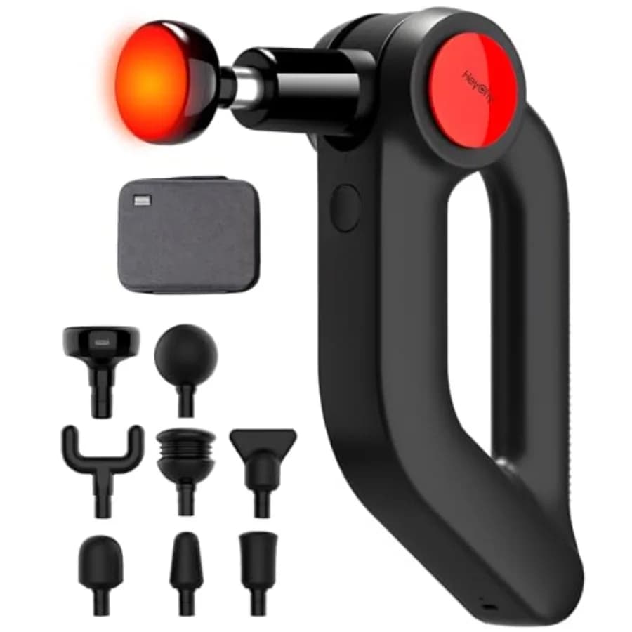 Massage Gun Background of Fabrics with Heat, Percussion Massage with 12mm Amplitude for Athletes and Muscular Lift, Professional Portable Massage