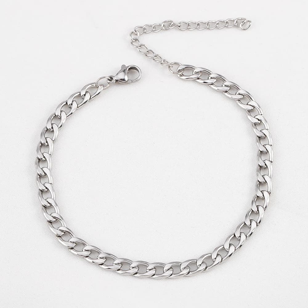 5 pezzi 2 pezzi base braccialetto regolabile in acciaio inossidabile colore argento tendenza catena cubana catena di estensione chiusura a moschettone creazione di gioielli fai da te