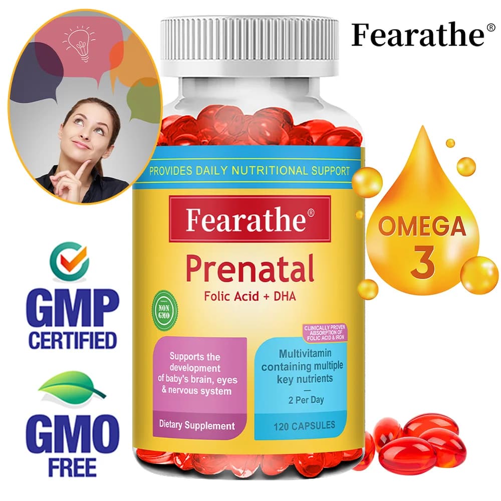 Multivitamin Prenatal with Folic Acid, Prenatal Vitamin and Mineral Supplement for Daily Nutritional Support, 120 Capsules