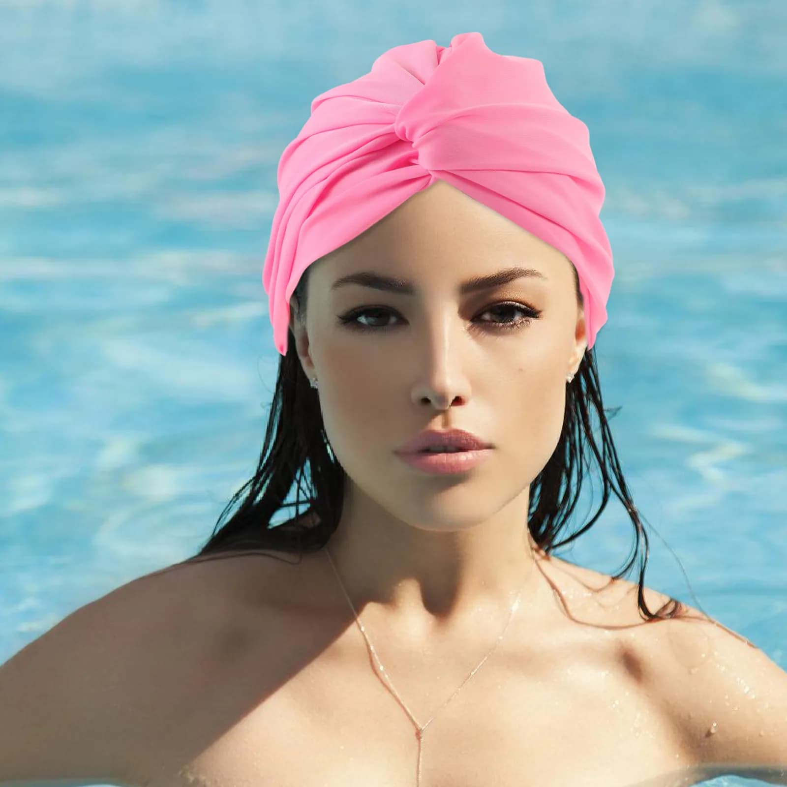 Women's Swimwear Adult in Material Chinlon Elastic, Easy to Wear and Remove, Read, Long Hair Protection