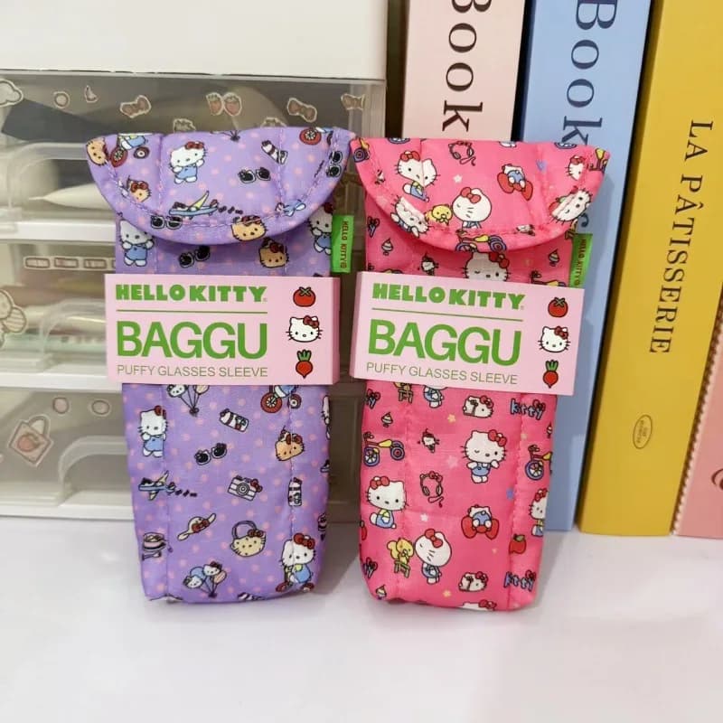 KawaiiHello Kitty Cartoon Sunglasses Protective Bag Portable Magnetic Buckle Student Gift Decoration Women Accessories Wholesale
