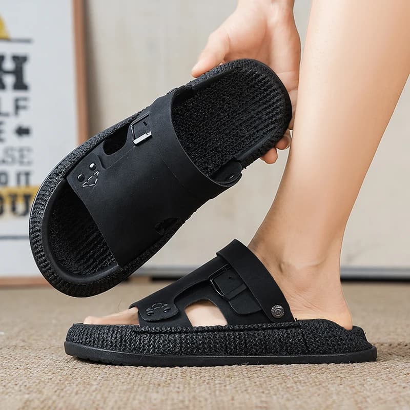 Retro Simple Fashion Summer Flat Slippers Unisex Anti Slip Student Outdoor Leisure Daily Shoes