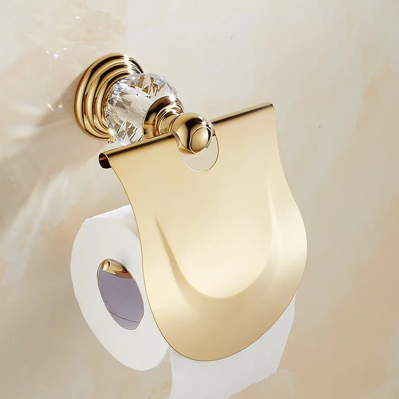 Supporto per asciugamani di carta in acciaio inossidabile dorato supporto per rotolo di carta igienica hardware per bagno in cristallo