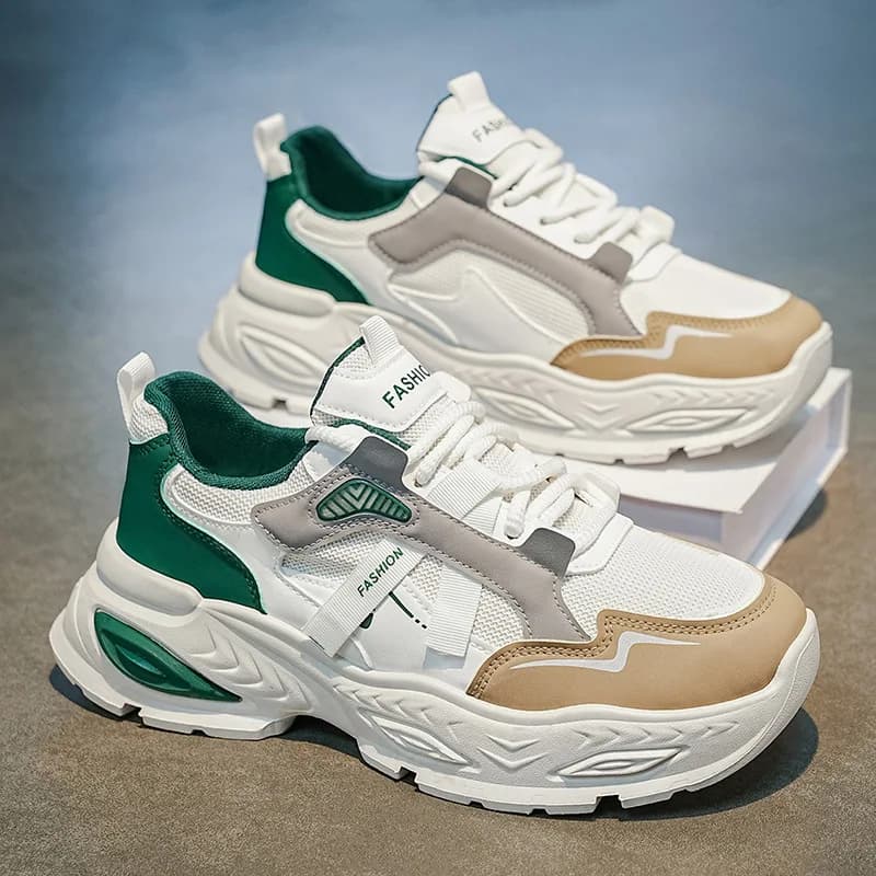 New summer breathable men's casual running shoes with thick sole and height increasing student sports shoes