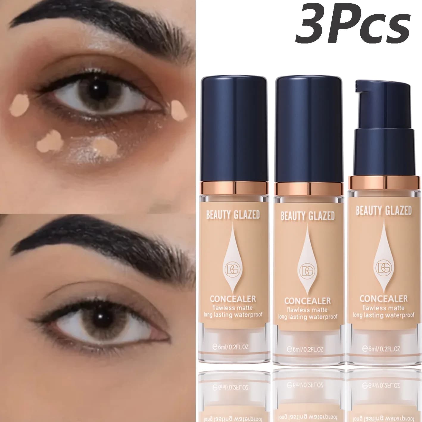 3 pz/set copertura completa correttore fondotinta lunga durata impermeabile finitura opaca macchie scure tatuaggi dimensioni da viaggio cosmetici