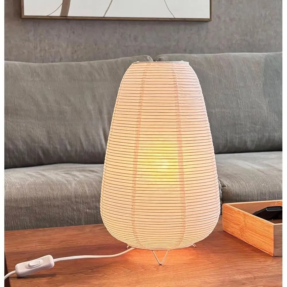 Japanese Rice Card Table Lamp JjTavwi, Small Bede Paper Lantern, Desk or Bedroom Lamp/Studio, Wabi-Sabi Style Floor Lamp