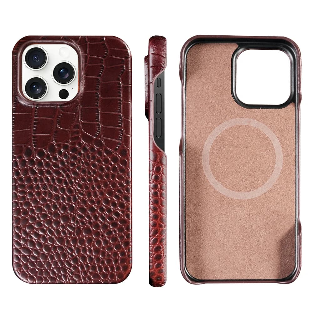Per custodia Magsafe per iPhone 15 16 Pro Max Promax 16Pro 15Pro protezione magnetica in pelle di vacchetta naturale Cover posteriore del telefono di lusso