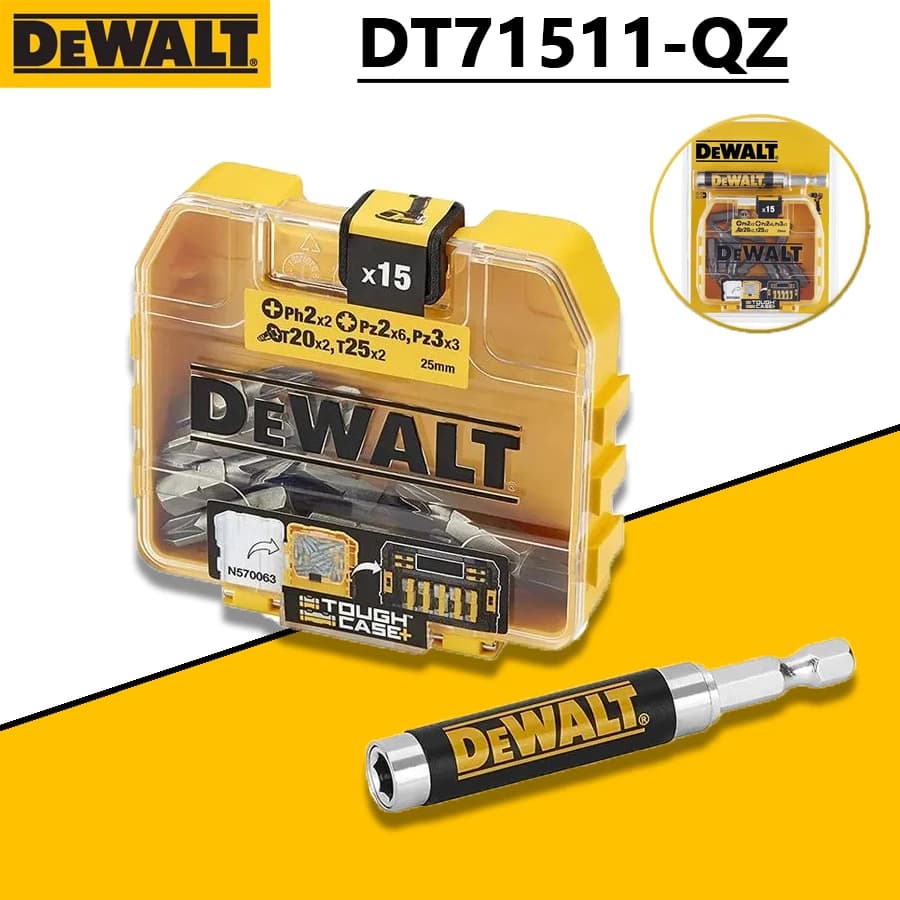 DEWALT DT71511 Set di punte per cacciavite 16 pezzi Supporto magnetico telescopico Inserti per riporre punte da trapano elettriche Accessori per utensili elettrici