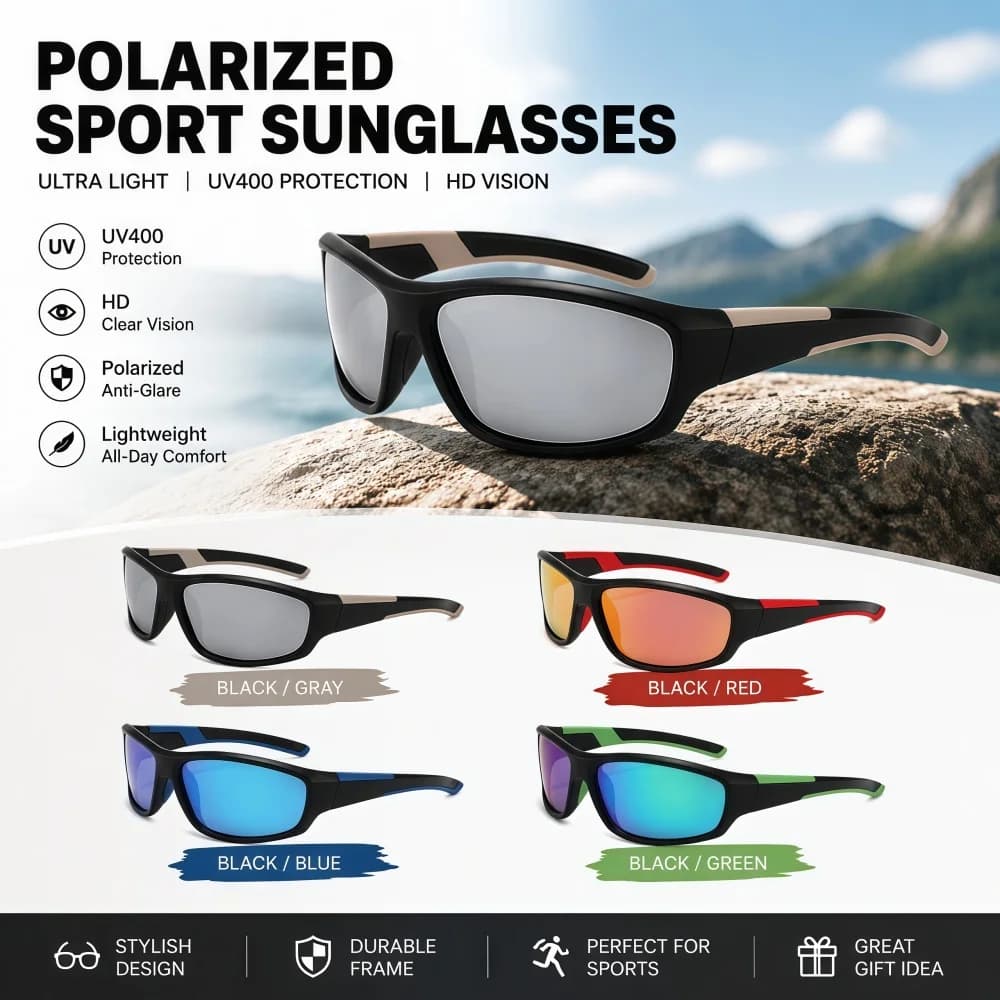 High Definition Polarized Sports Sunglasses For Men And Women, UV400 Fashion, Suitable For Outdoor Sports