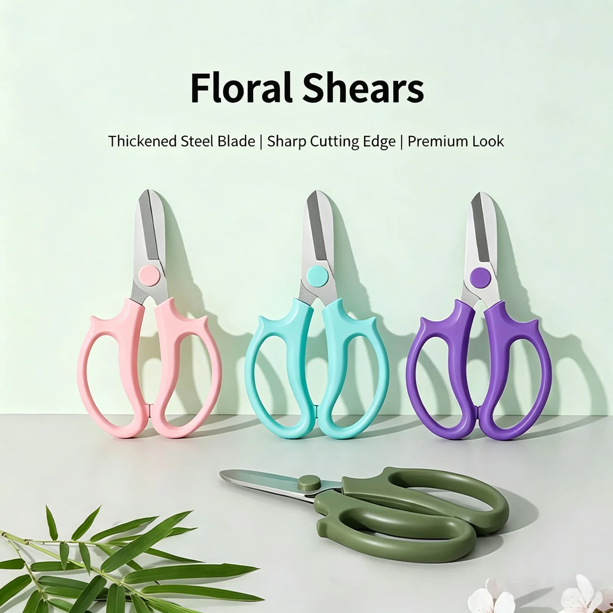 Floral Trimming Shears 2Cr13 Stainless Steel Flower Scissors Anti-slip PP Handle Garden Plant Branch Pruning Cutter