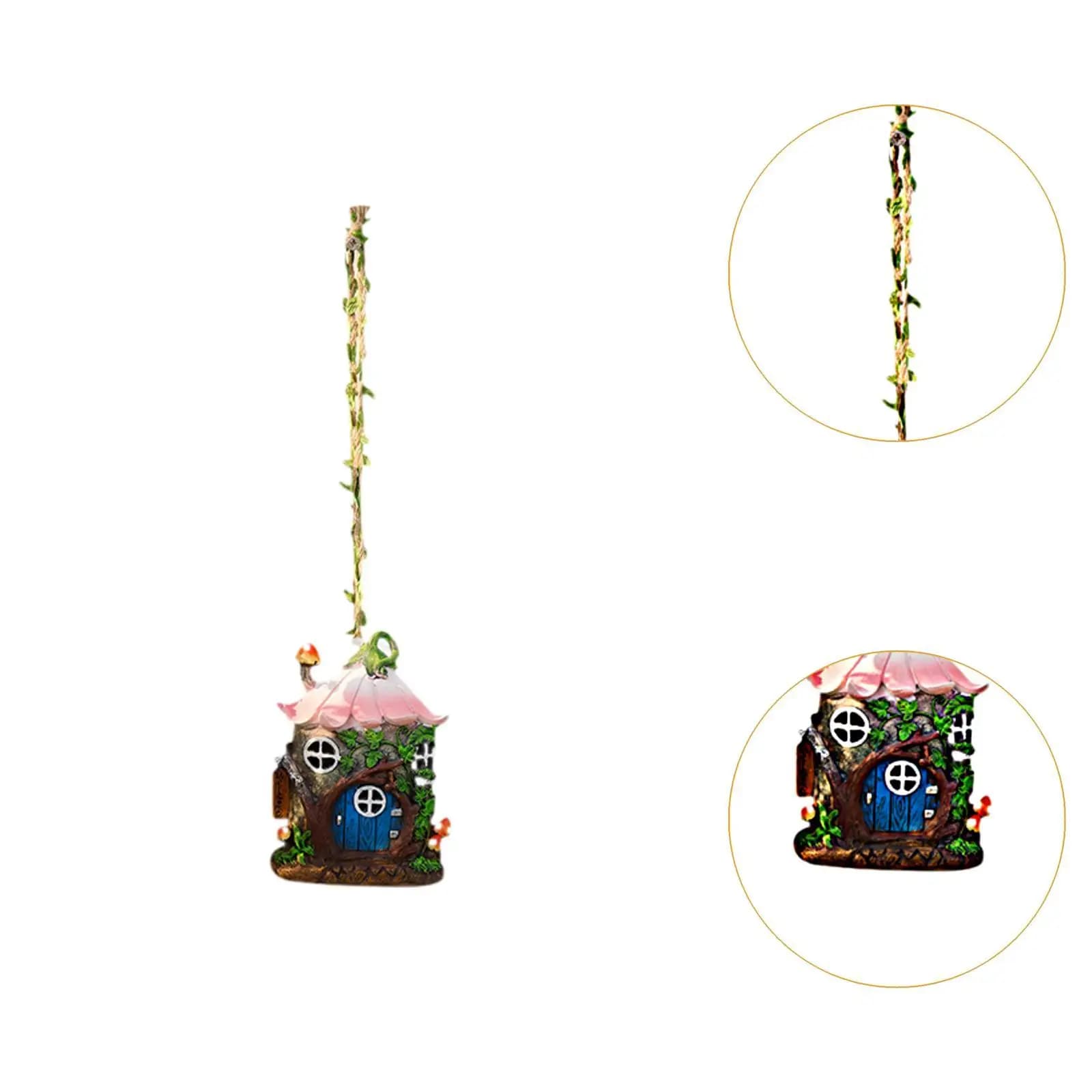 Solar Garden Lights Resin Mushroom Fairy House Figurine Waterproof Outdoor Statue Lamp for Balcony Tree Hanging