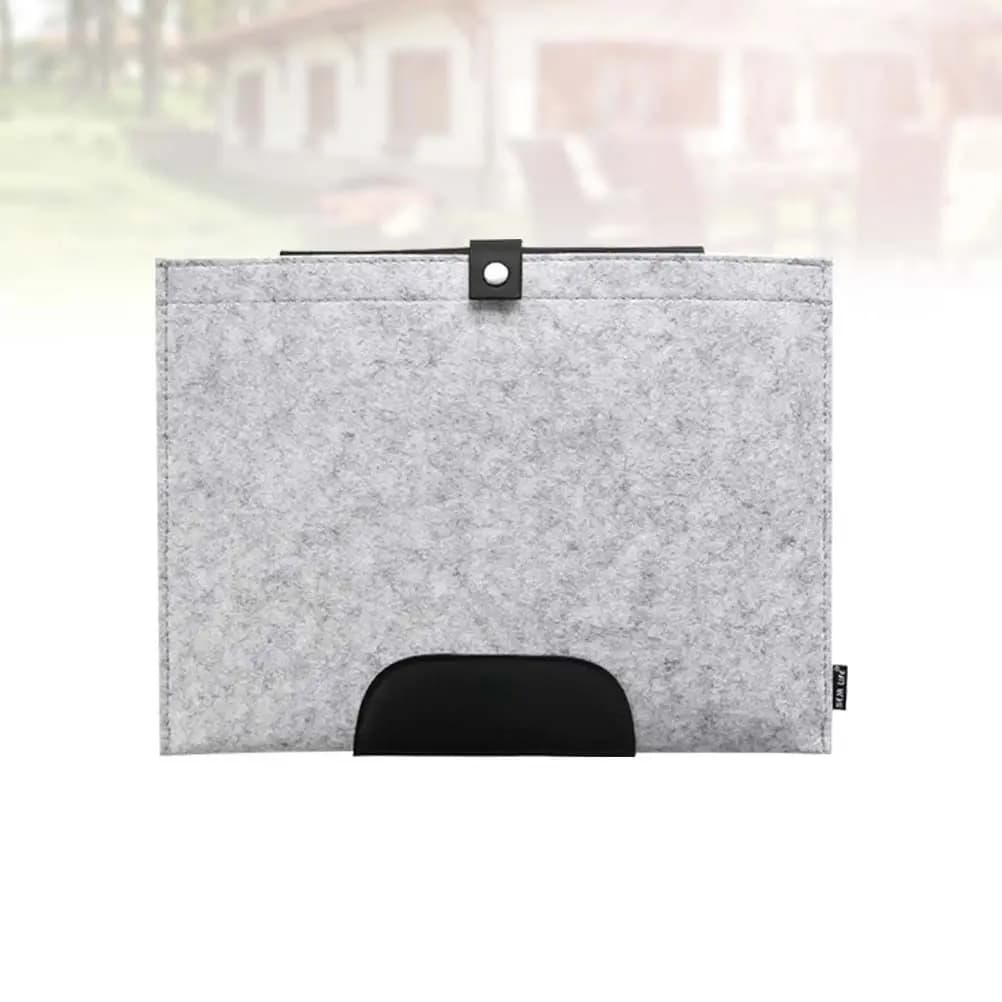 A4 Felt File Folder Document Organizer Bag Large Capacity Paper Carrier Button Closure for Office School Business Travel Light