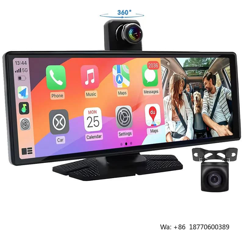 10.26" Car Intelligent Screen with 4K Rotation Dash Cam Wireless CarPlay & Android Auto AUX FM Bluetooth WIFI GPS
