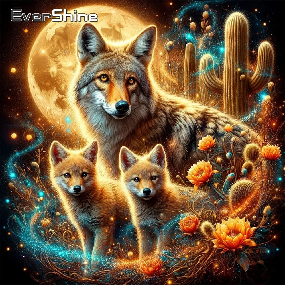 Evershine Diamond Painting Animal Cross Stitch Kit Mosaic Dog Picture Rhinestones Embroidery Moon Decor For Home