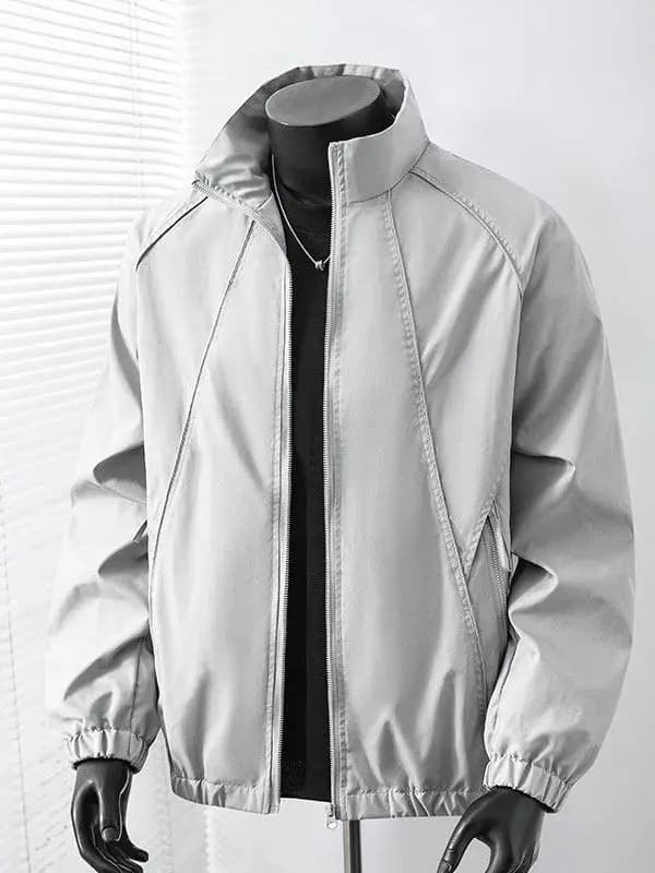 American Minimalist Style Jacket Men's Loose Casual Long Sleeve Stand Collar Breathable Windproof Outerwear Spring Autumn