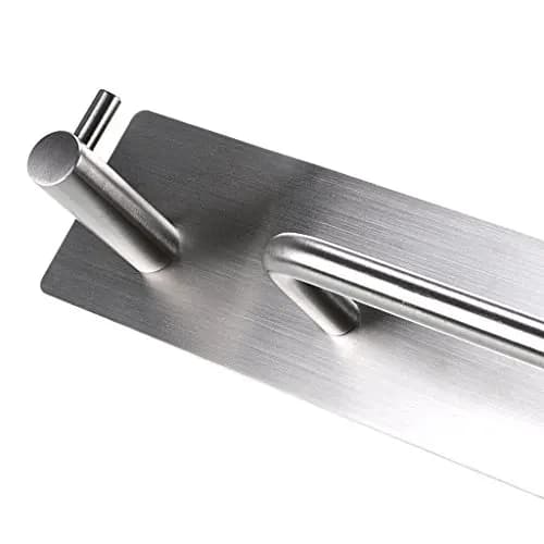 Portasciugamani adesivo in acciaio inossidabile spazzolato da 34 cm con gancio integrato per l'organizzazione di bagno, cucina e camera da letto