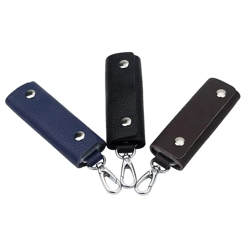 Men's Multifunctional Durable Genuine Leather Keychain Pouch - Fashion Zipper Pouch Bag, Portable Housekeeper Organizer