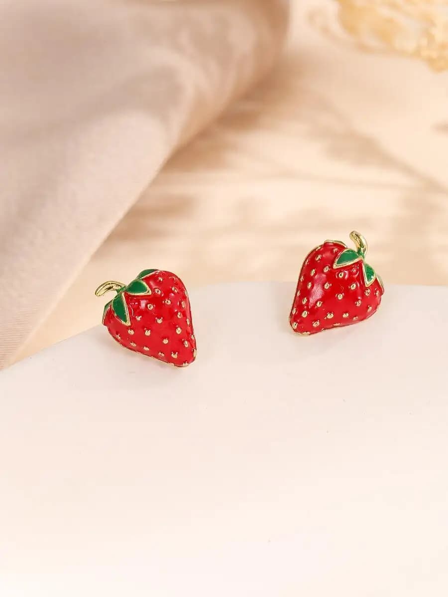 Strawberry Stud Earrings Cute Fruit Design Fashion Jewelry For Women