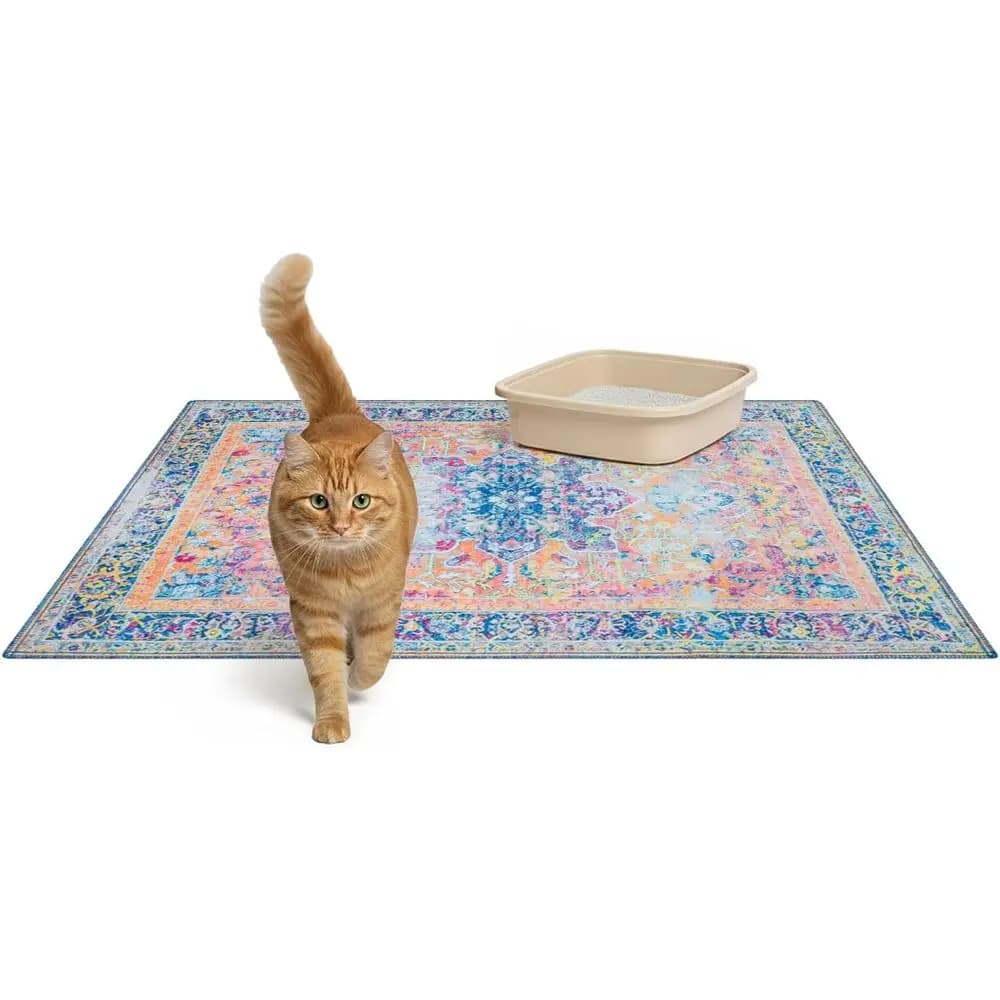 Cat Litter Mat 2 Pack - Large 36x48 Washable Easy Clean Non-Slip Waterproof Trapping Mats for Cats