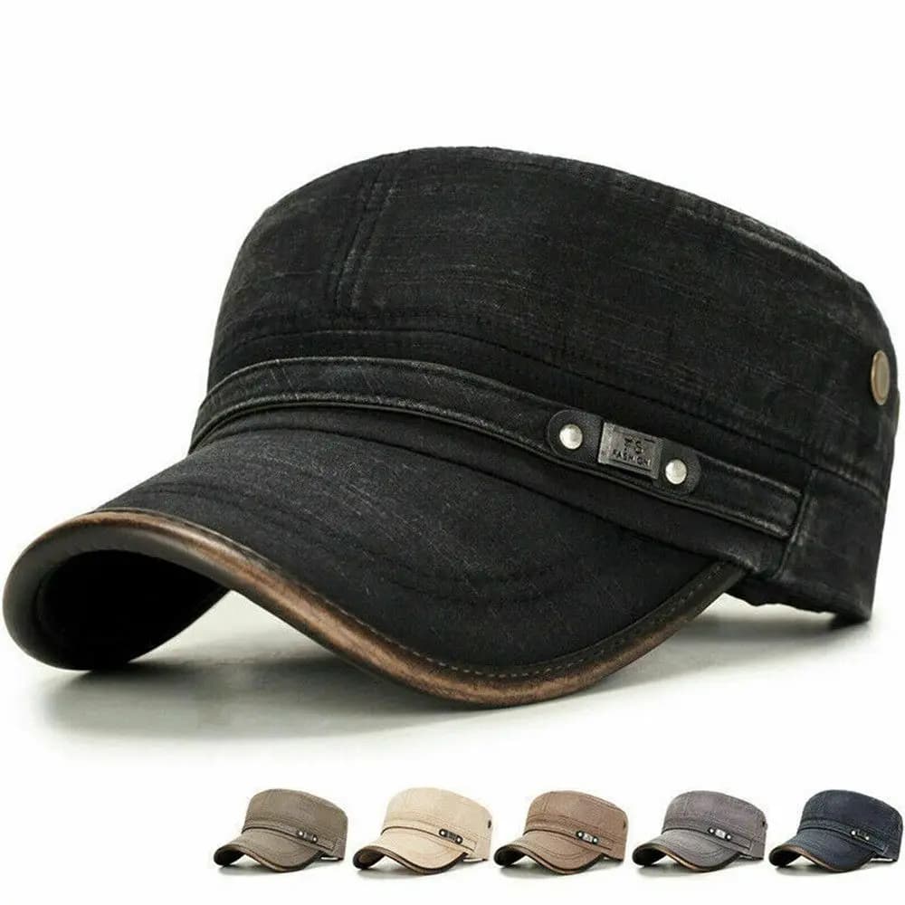 Cappello da cadetto in cotone con berretto da baseball in denim da uomo piatto regolabile traspirante