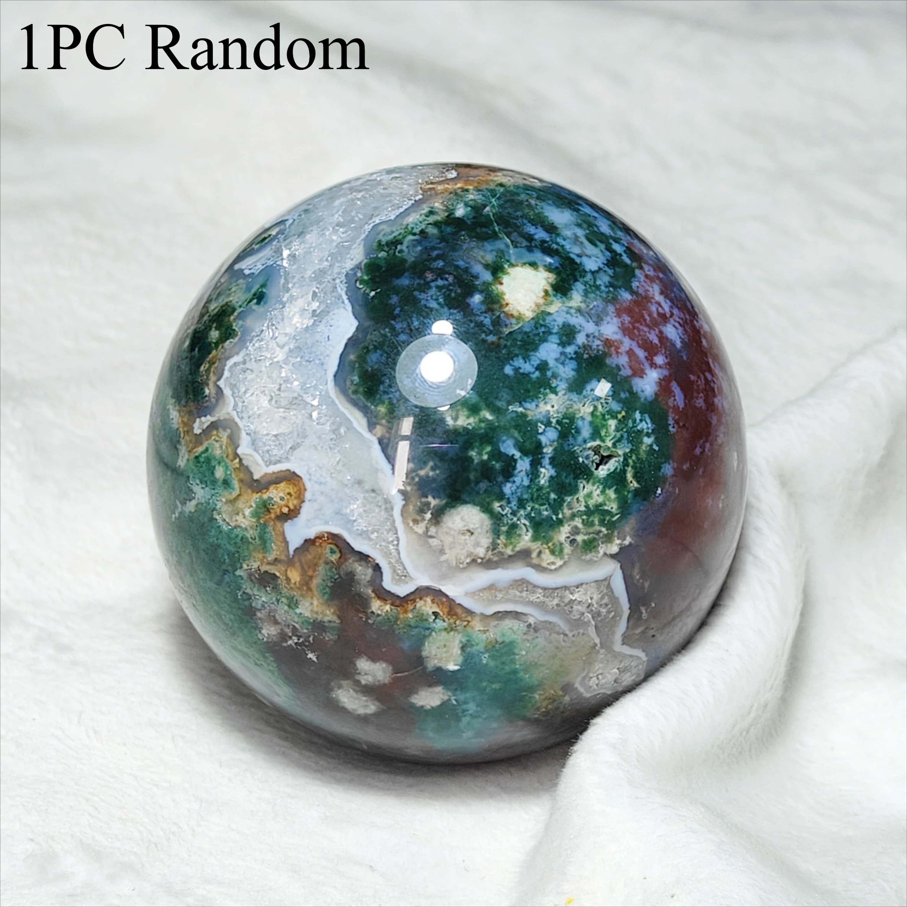1PC Naturale Muschio Agata Sfera Minerali Esemplare Pietra Grande Palla, Decorazioni per la casa e Collezione Regalo, Cristallo, Decorazione spirituale