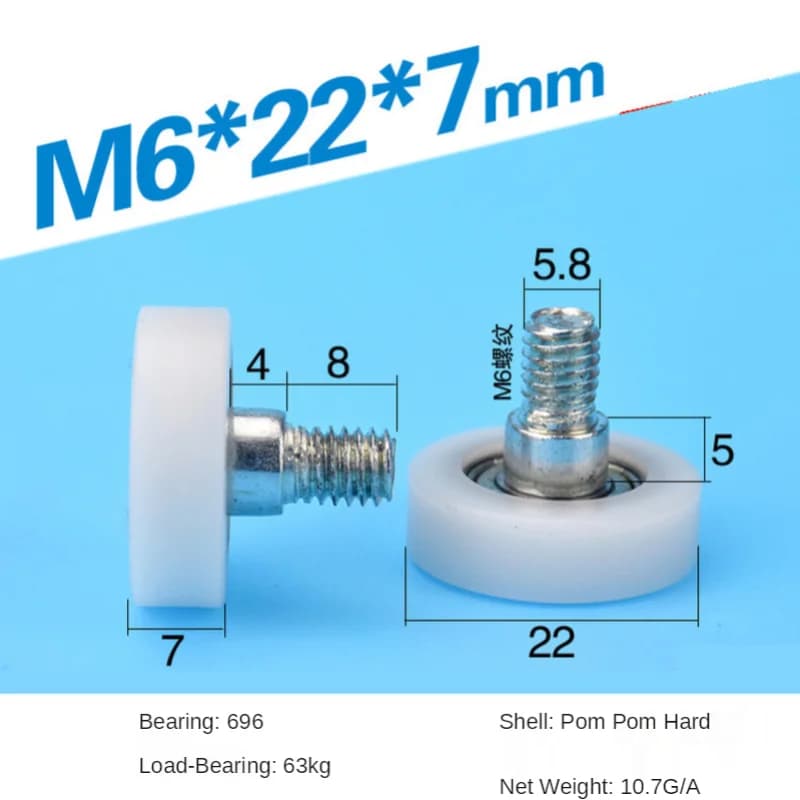 6*22*7 M6*22*7mm DR22 screw M6 drawer refrigerator printer cash register, plane clad plastic sheave pulley bearing