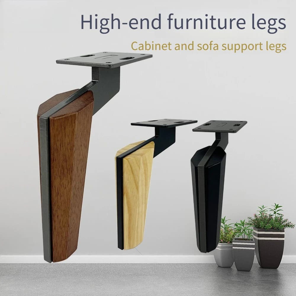 Gambe per Divano in Legno Massello con Bordo Affilato da 15 cm, Base in Metallo per Mobile TV, Gambe di Supporto per Credenza da Ingresso e Credenza da Sala da Pranzo
