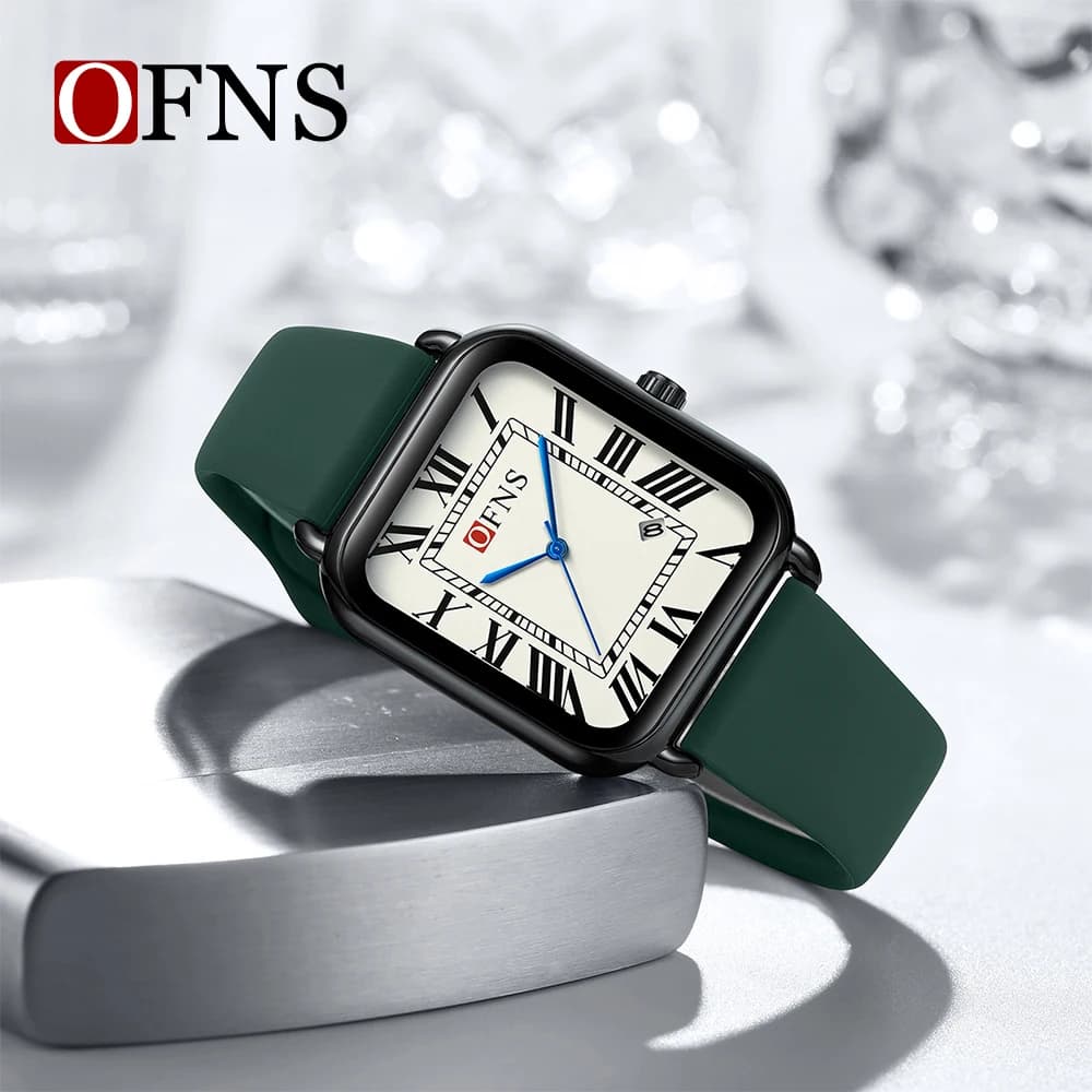 Ofns 1533 Roman numeral Men Lady Watch Luxury Military Fashion Waterproof Male Clock Rubber Quartz Business Leather Wristwatch