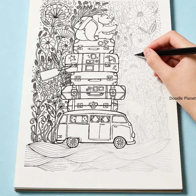 A Relaxing and Healing Graffiti Art Book for Adults, A Densely Packed Castle Building Line Drawing Coloring Book, 24 Patterns