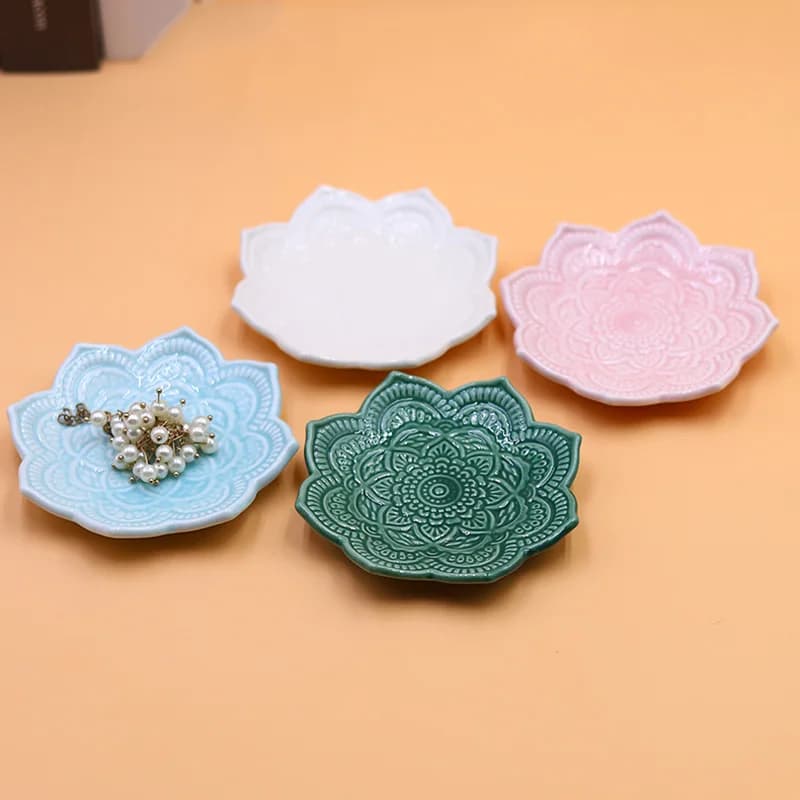 1Pcs Ceramic Jewelry Display Tray Holder Organizer Storage Irregular Disk Plate Ring Bracelet Necklace Jewelry Decoration