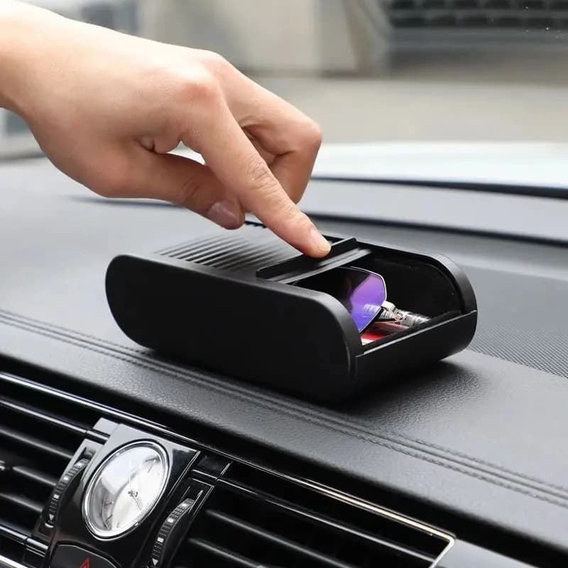 Scatola portaoggetti per console centrale auto – Organizer universale per cruscotto con coperchio, porta monete telescopico e porta occhiali
