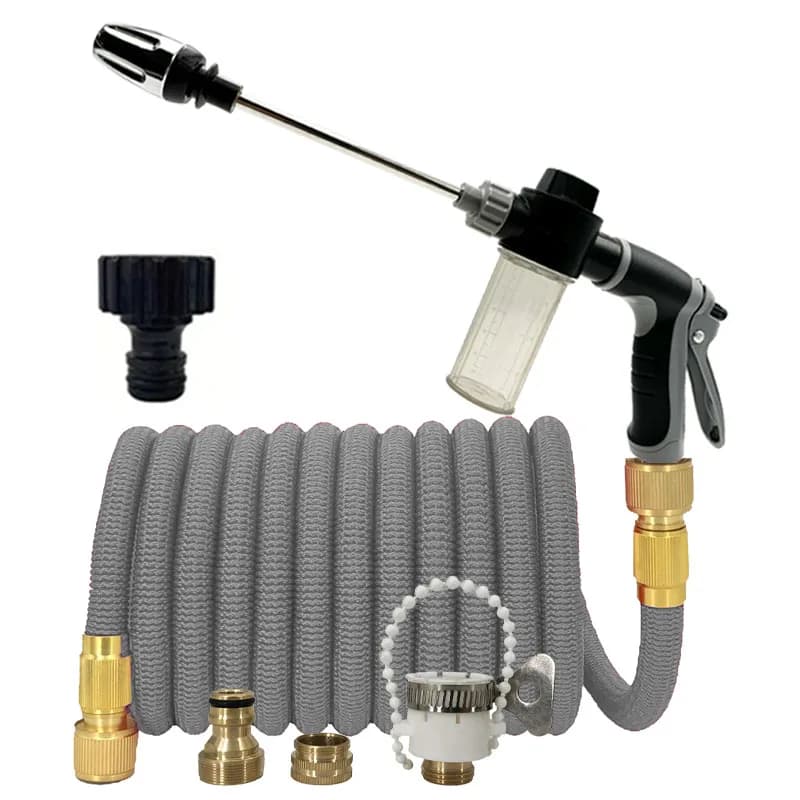 Expandable High Pressure Garden Water Hose TPE Flexible Stripes Pipe for Farm Irrigation Car Wash Reel Hose Gun Included