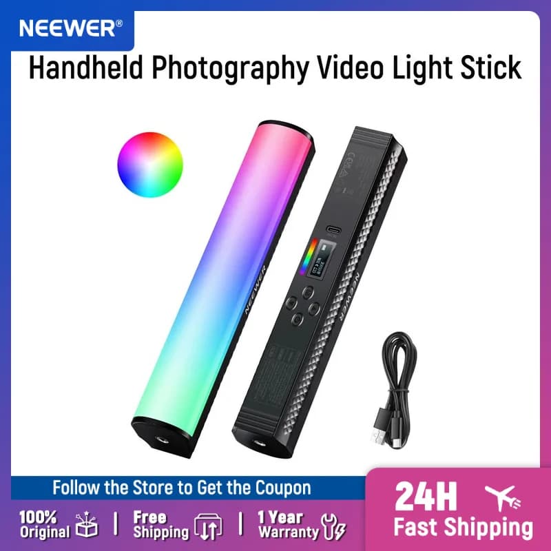 NEEWER RGB light box with APP control Portable magnetic light stick for video photography Dimmable CRI95 + Color LED tube bar