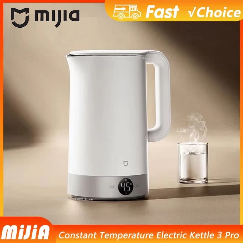 New Mijia High Temperature Electric Kettle 3 Pro, 24 Hour Insulation, 316L Stainless Steel, Fast Heating 1800W, 2L, Mijia App