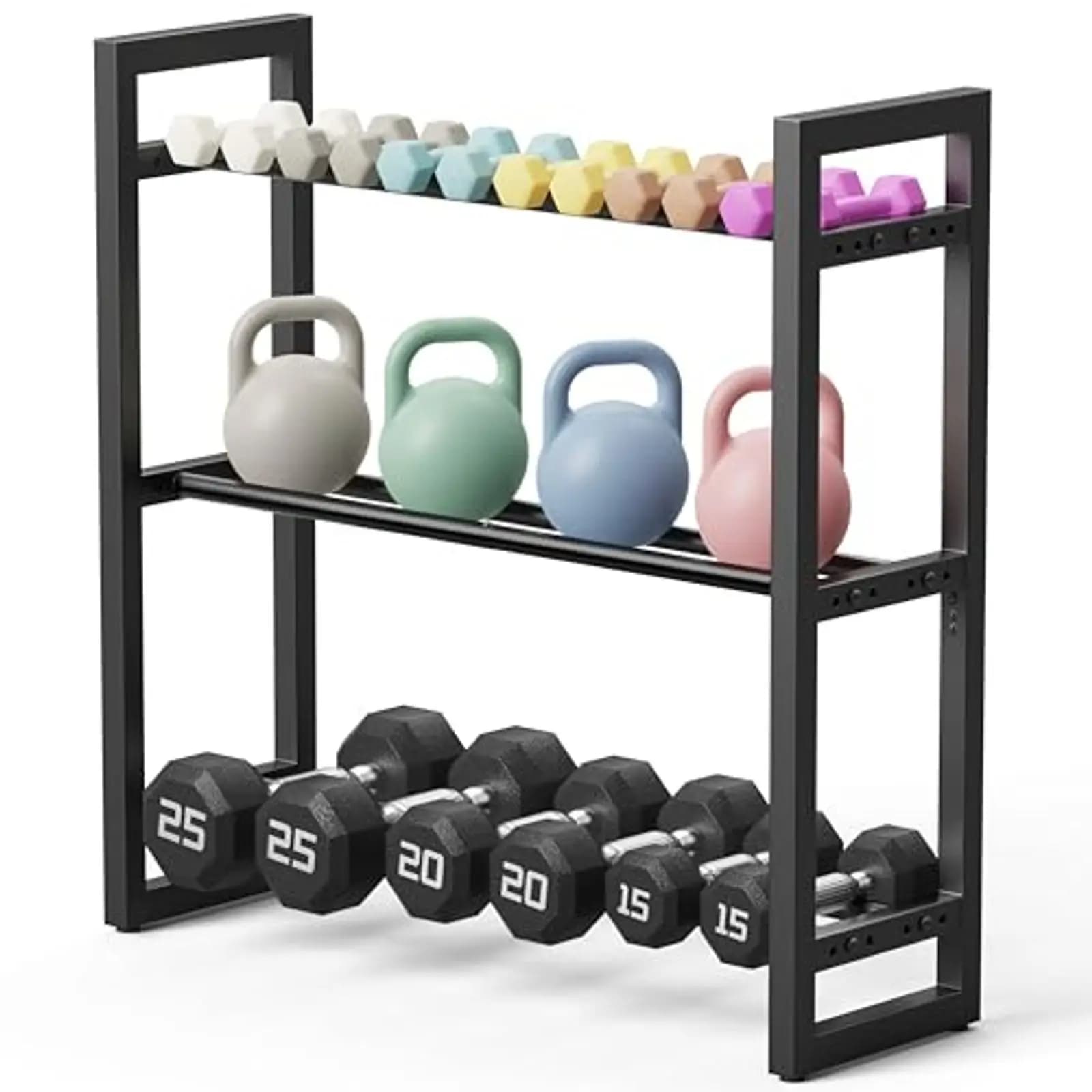 Multifunctional handlebar holder for home gym - Heavy duty steel storage for weights and bars