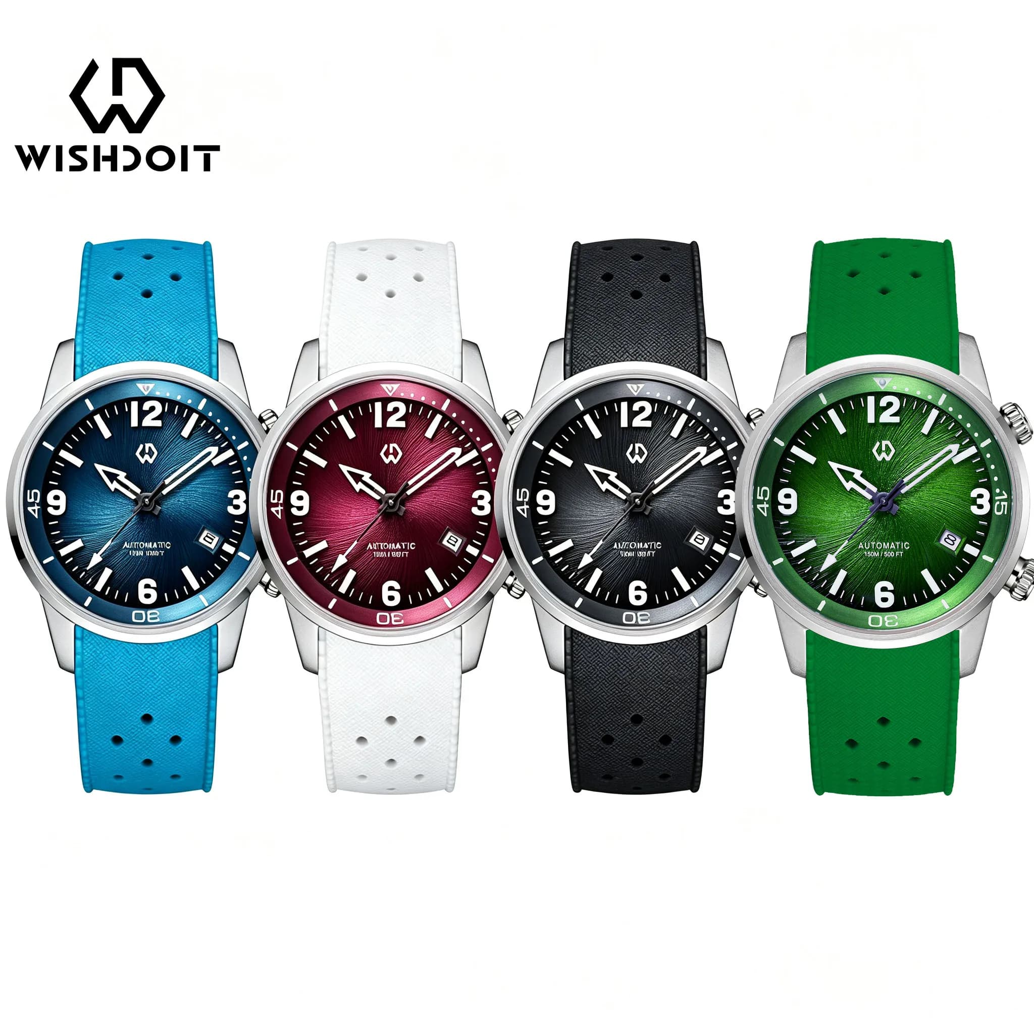 WISHDOIT 2026 New Double Crown Automatic Mechanical Watch Radioactive Texture Dial, Rotating Inner Shadow Bezel, 150M Waterproof