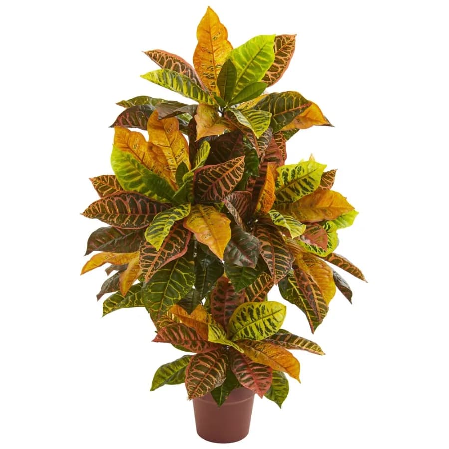 39" Croton Artificial Plant Real Touch Orange