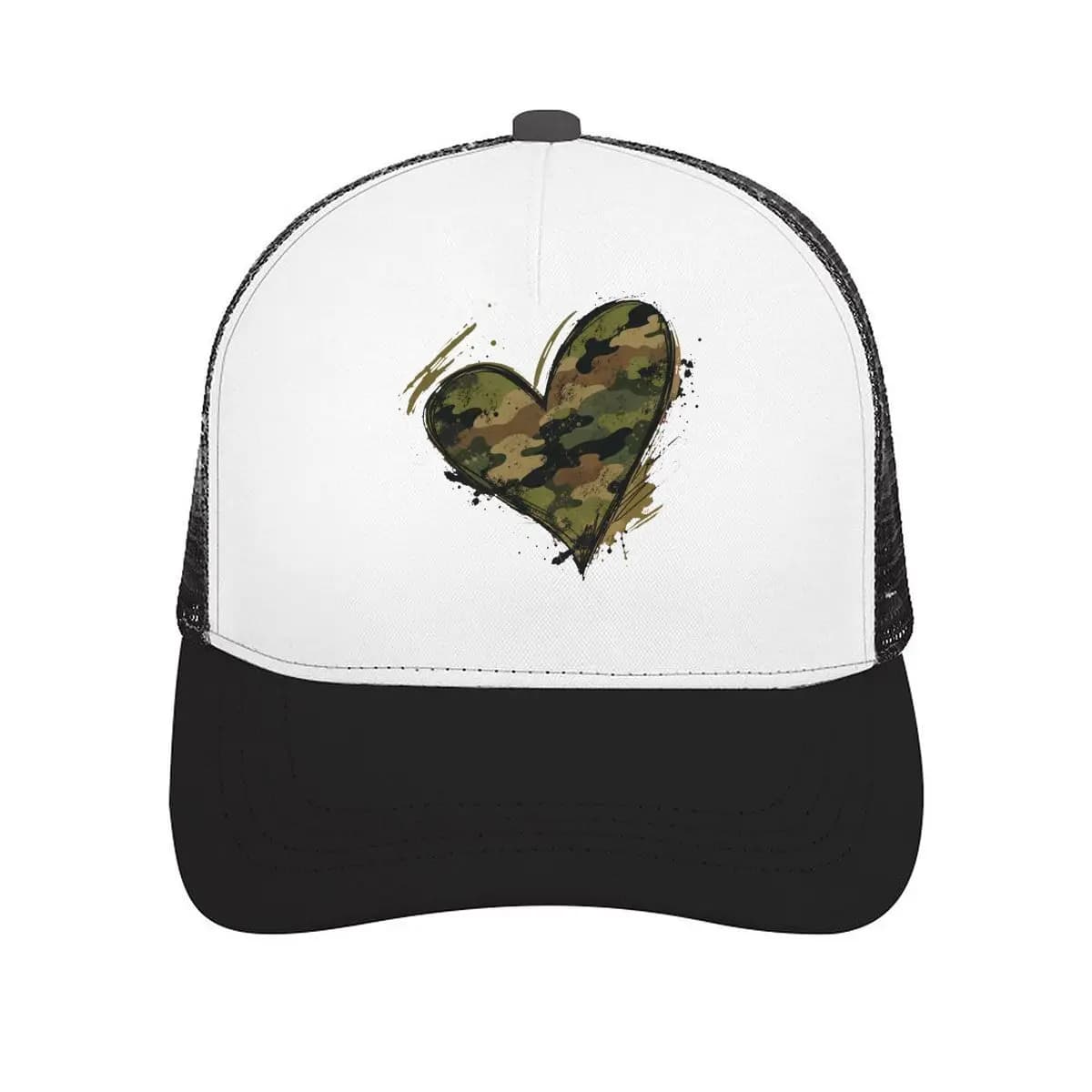 Rustic Camo Love Sketch Emblem Mesh Baseball Cap Casual Hat Outdoor For Womens Unisex Female