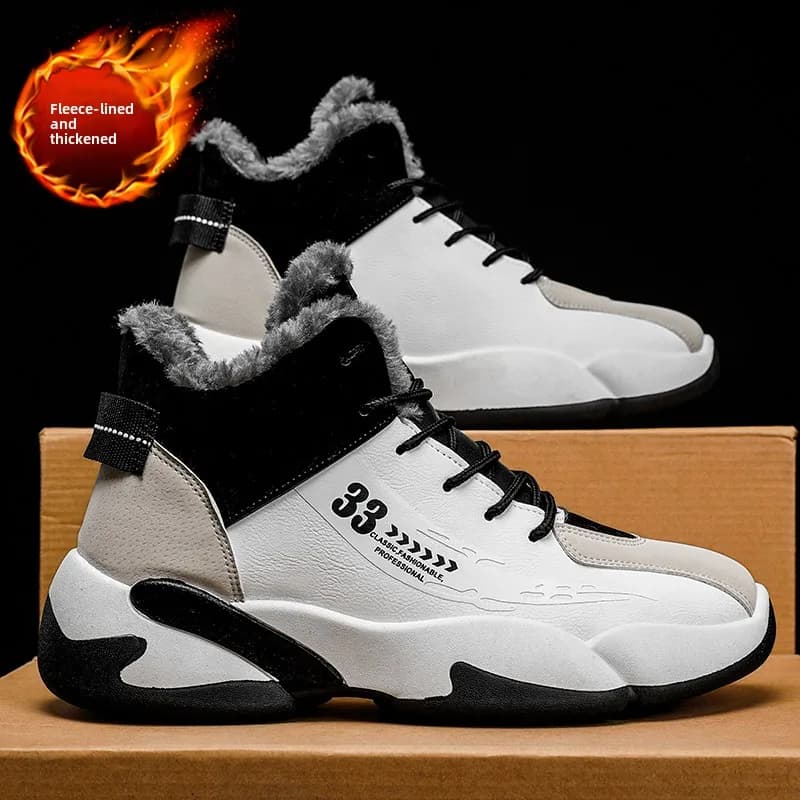 Scarpe Invernali da Uomo Imbottite in Pile, Sportive Casual, Alte, da Basket, alla Moda, Calde, per Giovani, con Suola in Gomma