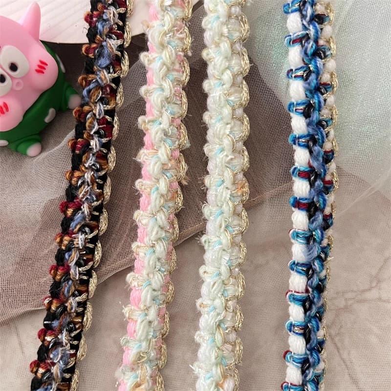 Nuovo schema dei colori della dopamina larga 1,5 cm Blu Rosa Tweed Accessori in pizzo Borse per abbigliamento Scarpe Cappelli Materiali per cucire fai da te Tessitura