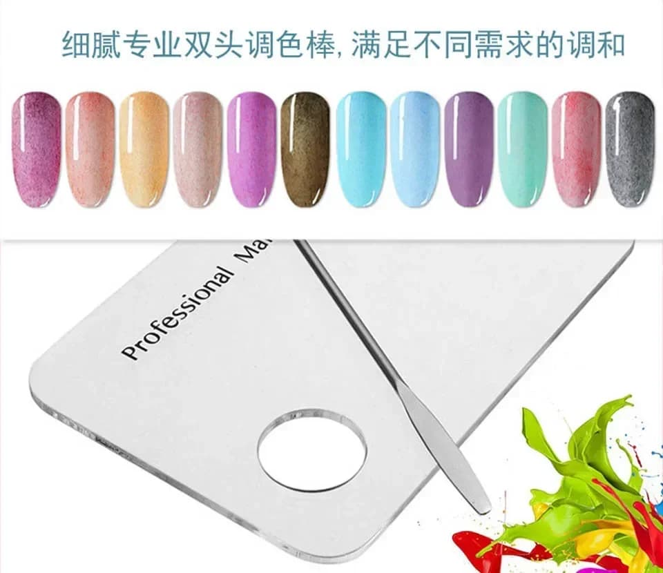 Palette per Trucco, Gel Trasparente, Spatola Mista, Piastra per Stamping Unghie in Acrilico, Fondotinta, Ombretto, Acciaio Inossidabile con Spatola
