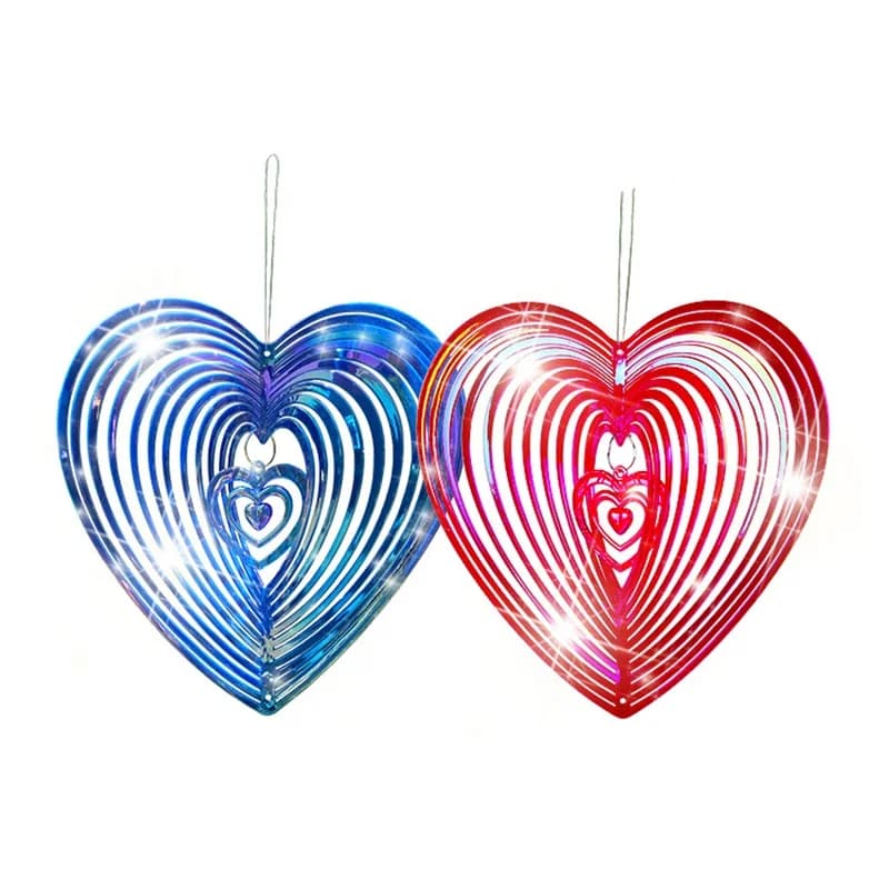 1PC Art Heart Wind Spinner Yard Art Beating Heart Wind Spinner Balcony Outdoor Garden Decoration Ornament Dream Catcher