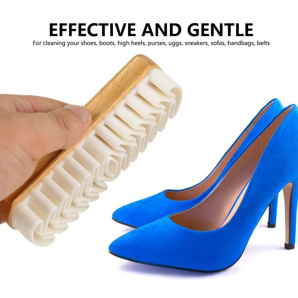 2pcs Wooden Handle Suede Shoe Cleaner Marks And Spots Remover Fibers And Nap Reviver Suede And Nubuck Shoe Cleaning Brush