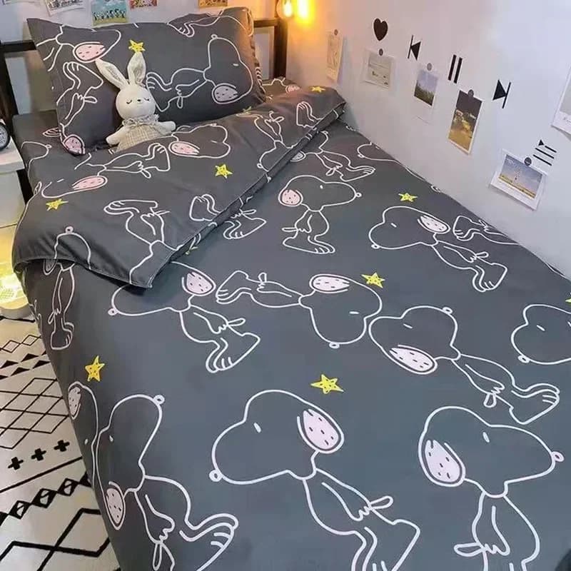 Set biancheria da letto per bambini Snoopy cartone animato carino copripiumino lenzuolo ragazza ragazzo Federa lenzuolo cartone animato