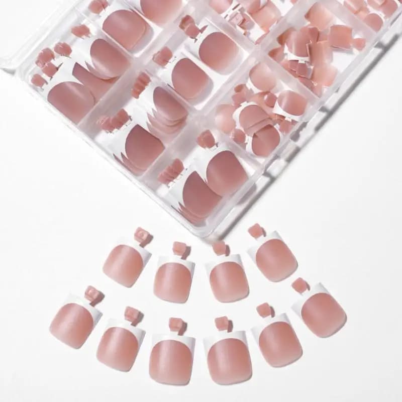 240Pcs Nude Pink Matte Short Square Full Cover False Nail Tips 12 Sizes Soft Gel Press On Nail Tips with Storage Box DIY Manicure Extension Supplies