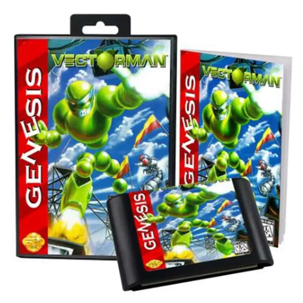 Vectorman con scatola e manuale per cartuccia di gioco Sega MD a 16 bit Sistema Megadrive Genesis
