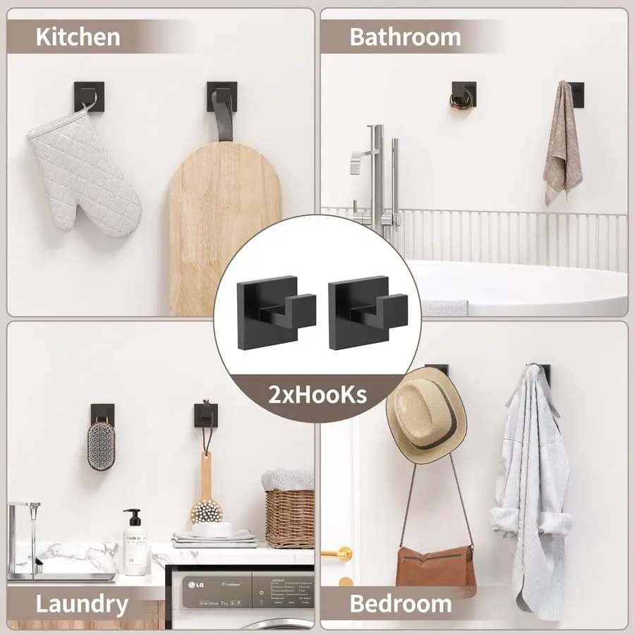 Set di accessori da bagno in acciaio inossidabile SUS304 da 10 pezzi, portasciugamani, portaoggetti e mensole da parete, nero opaco